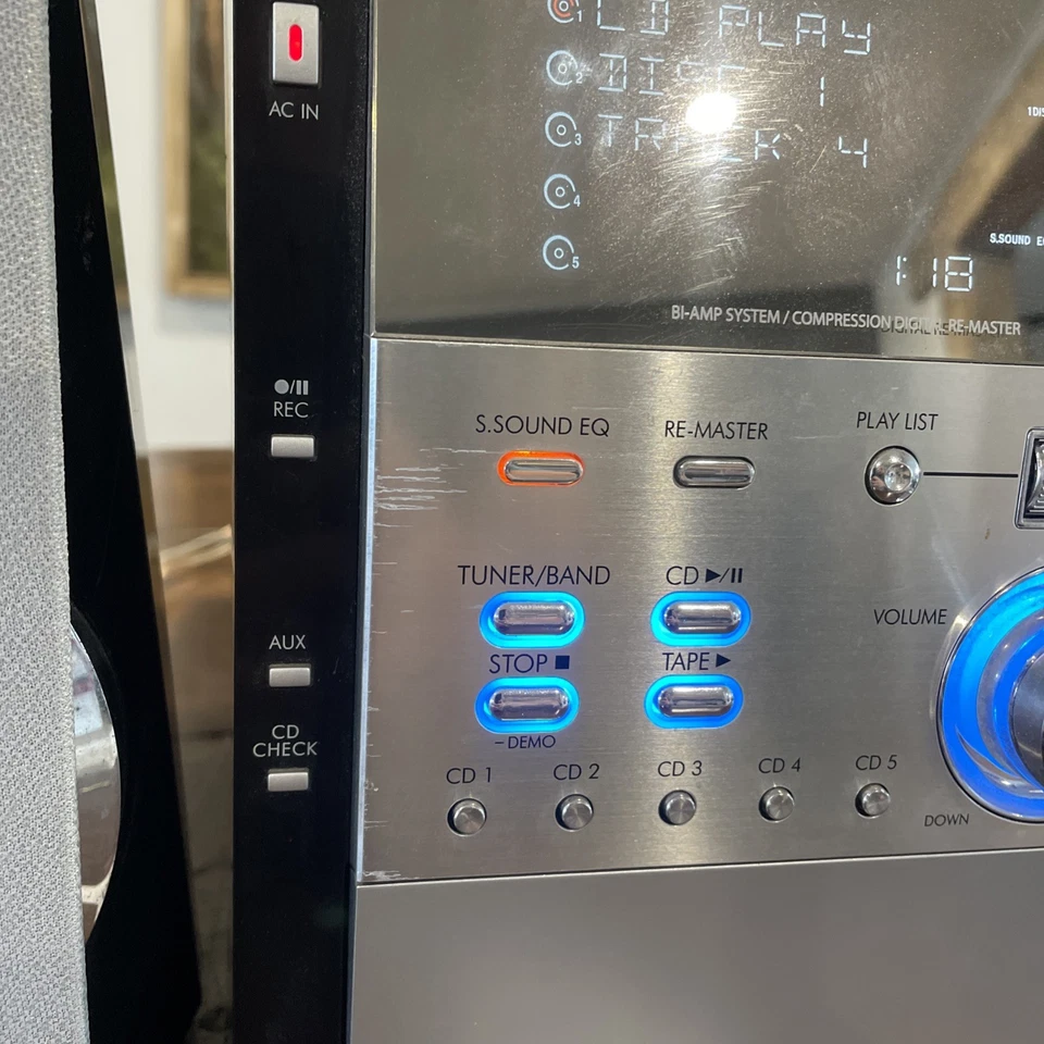 Panasonic SA-PM29 Mini Stereo 5 Disc CD MP3 Changer Cassette Player / Recorder - Image 4 of 4