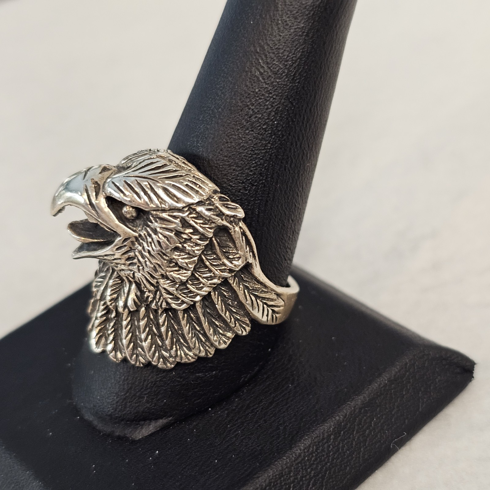 Men’s Solid Sterling Silver 3D Eagle Head Ring Si… - image 5
