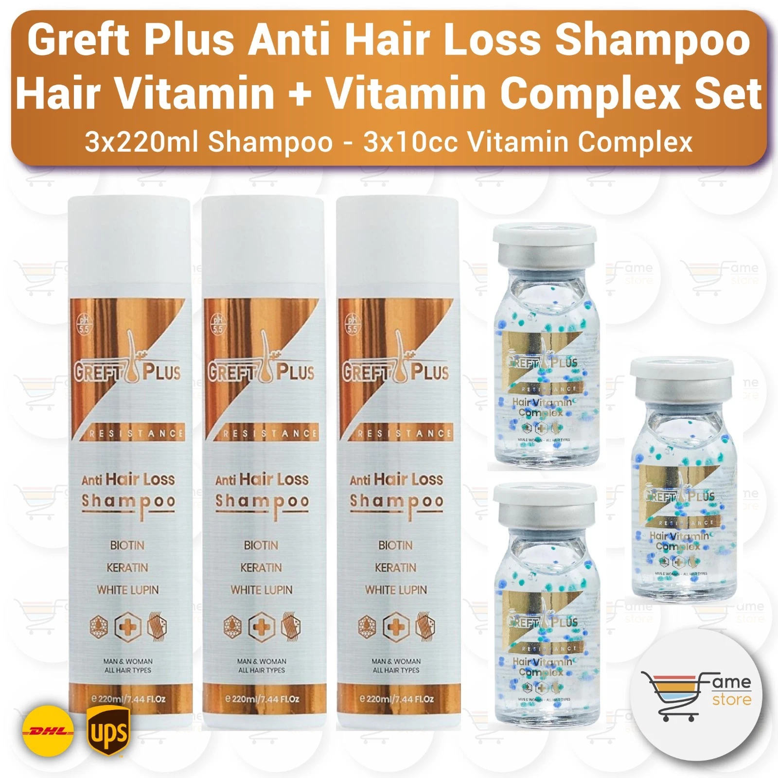 Greft Plus Anti-Hair Loss,After Transplant(Shampoo + Vitamin Complex Serum)3LOT