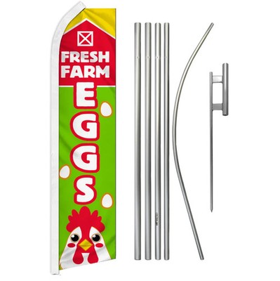 Farm Fresh Eggs Swooper Flutter Feather Advertising Flag & Pole Kit