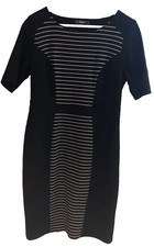 South Little Black Dress Pencil Style Stretch Knee Length Uk 12 Short Sleeve