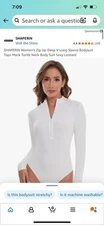 SHAPERIN Women's Zip Up Deep V Long Sleeve Bodysuit