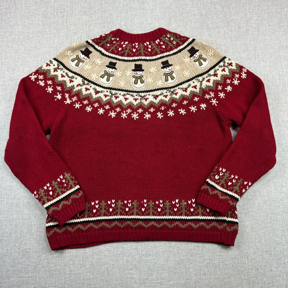 De Colección Croft & Barrow Fair Isle Navidad Suéter Cremallera Cárdigan Muñeco de Nieve Nórdico Grande Foto 4 de 4