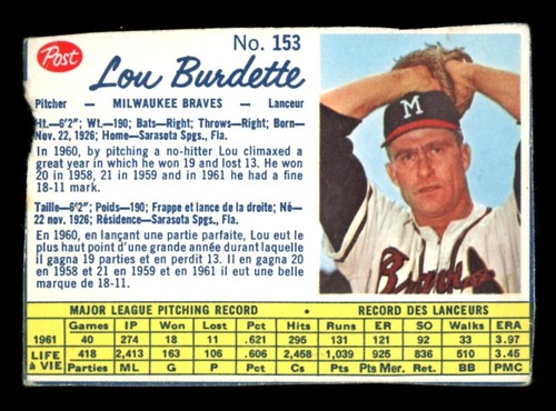 1962 Lou Burdette #153
