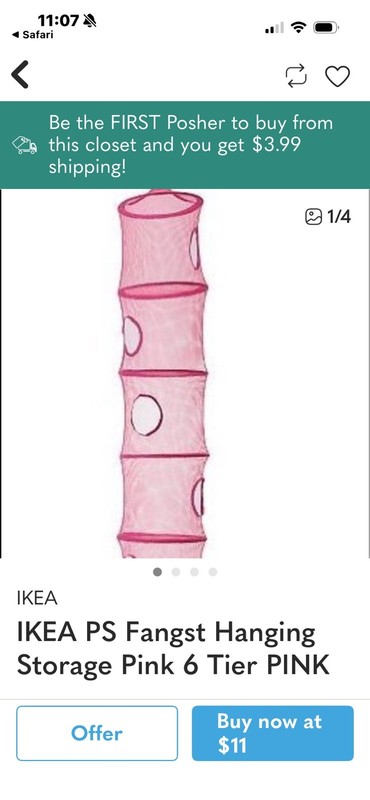 IKEA PS FANGST Hanging Pink Mesh 6 Compartment Storage Solution Organizer- NEW