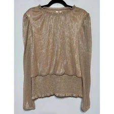 oie Metallic Shimmer Glam Party Top Large Gold 70s Disco Elegant Indie Sleaze
