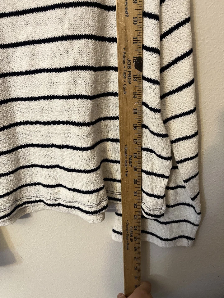 H&M Striped Boatneck Knit Pullover Sweater Sz M White Striped - Image 4 of 4