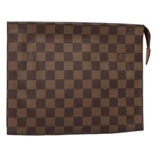 LOUIS VUITTON Damier Ebene Poche Toilette 26 Pouch N47543 LV Auth 127811
