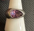Vtg Sterling Silver 925 Amethyst Ring, Size 8.75 Shooting Star Marked
