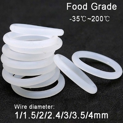 10mm - 50mm Lebensmittelecht Silikon O Ring Schnurstärke 1mm -4mm Dichtungsringe