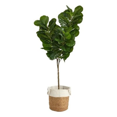 Pemberly Row 72'' Fiddle Leaf Fig Artificial Tree in Jute & Cotton Planter