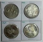 1959 1963 1964 1965 Lot Of 4 Canada Silver Dollars