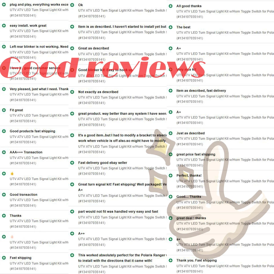 UTV ATV LED Turn Signal Light Kit w/Horn Toggle Switch for Polaris Can Am Honda - Image 2 of 4