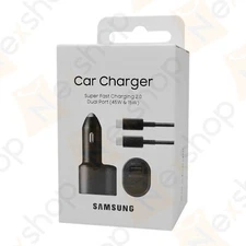 Samsung 45W Dual Port Fast Charging Car Charger & 100W USB-C Cable - Retail Box
