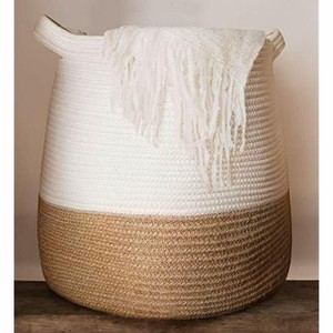 Large Blanket Basket Cotton Rope Blankets Living Room Size ...