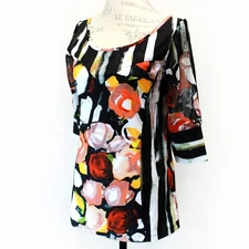 Save the Queen Women's Floral Open Sleeve Top Blouse Medium Made in Italy