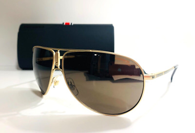 NEW AUTHENTIC CARRERA GIPSY65 AOZ70 MATTE GOLD BROWN PILOT SUNGLASSES 64-11-135