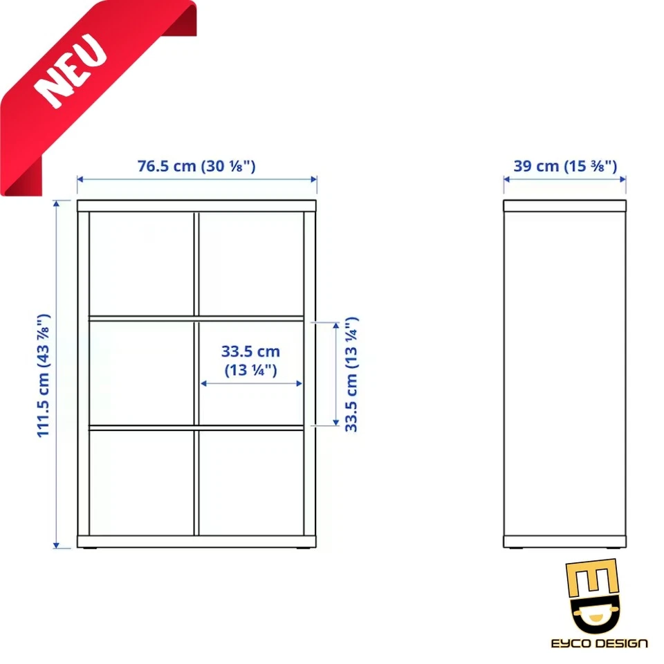 🔵🟡 IKEA Kallax Regal 112x77cm 6 Fächer Wandregal Sideboard Hängeregal Raumteil - Bild 2 von 2