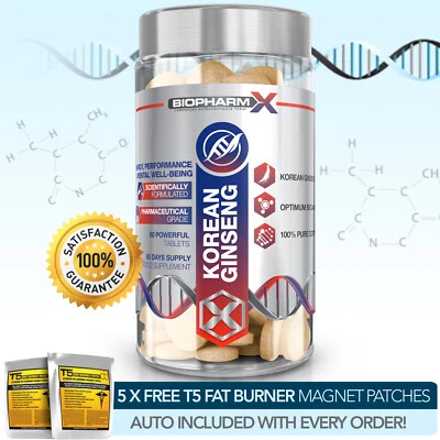 BIOPHARMX RED KOREAN GINSENG CAPSULES HIGH STRENGTH 20:1 EXTRACT 10,000MG PANAX TABLETS