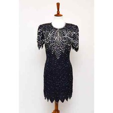 Vintage women's Felicity dress M black 80s