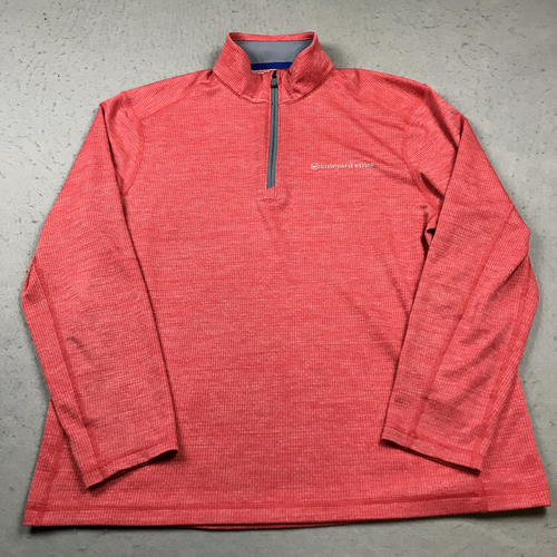 Vineyard Vines Jacket Mens Large Pink OTG On the Go Santaky Performance 1/4 Zip
