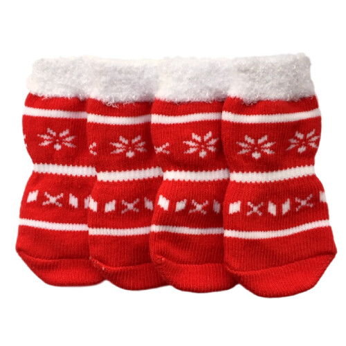 Dog Socks Snowflake Design Winter Dog Socks Pk 4 RichPaw Non Slip