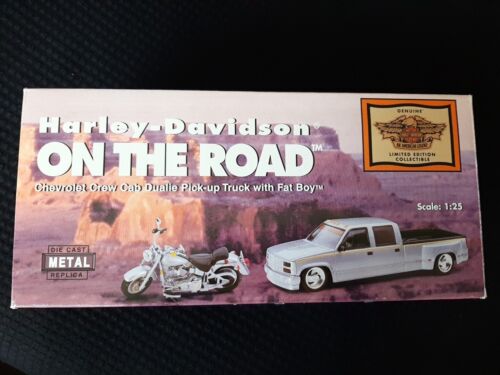 90s Harley Davidson "On the Road"Chevy Crew Cab Dually Pick-up &/Fat Boy 1:25" - Picture 1 of 24