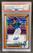 PSA 10 2021 BOWMAN CHROME GOLD WAVE REFRACTOR GEORGE FELIZ AUTO RC AUTOGRAPH /25