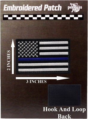 Blue Line Flag Patch Hook And Loop 2'' x 3'' 