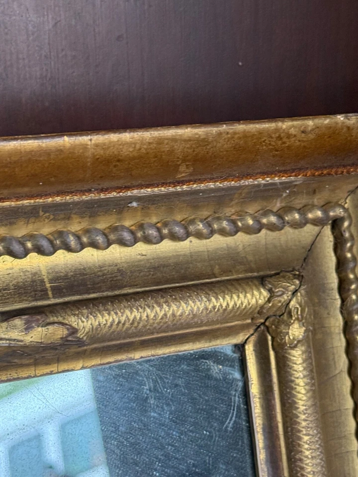 Espejo de salón antiguo federal clásico período dorado decoración fina 1810 americano Foto 4 de 4