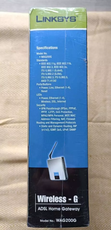 Linksys Wireless-G ADSL Home Gateway Router Model WAG200G Sealed - Image 4 of 4