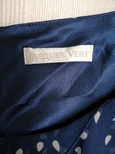 Jacques Vert Blue White Polka Dot Bias Cut Floaty Dress Mother of the Bride UK10 - Picture 5 of 8