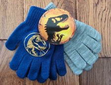 Jurassic World Boys Winter Gloves 2 Pair Dinosaur Finger Gloves New