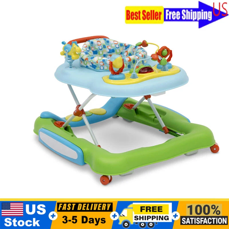 Musical Walker Safe Seat Infant Children Green Unisex 4-in-1 360 degree Swivel