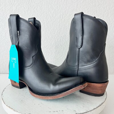 Lane EMMA JANE Womens Cowboy Bootie 7.5 Black Western Cowgirl Short Ankle Boots