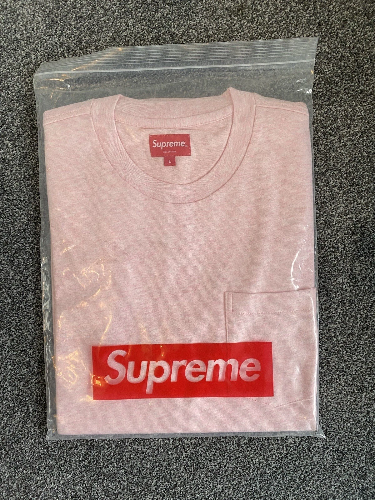 T shirt homme Supreme Heather rose poche grand SS17