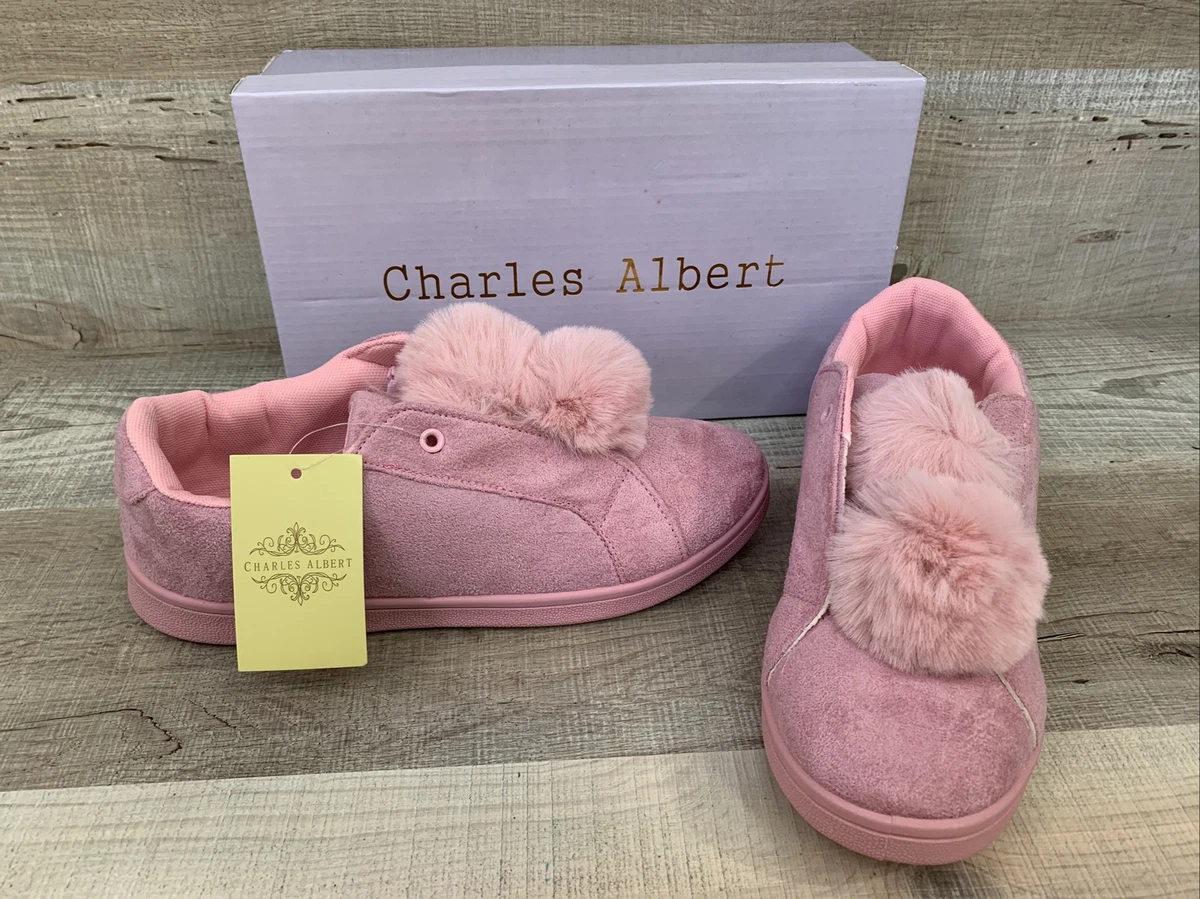 Womens Tennis Shoes Pink POM POM Blush Charles Albert 175069 Sz NEW | eBay