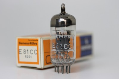 E81CC 6201 NOS SIEMENS ECC801S 12AT7 TRIPLE MICA SINGLE TUBE TESTS 128%/124% mA