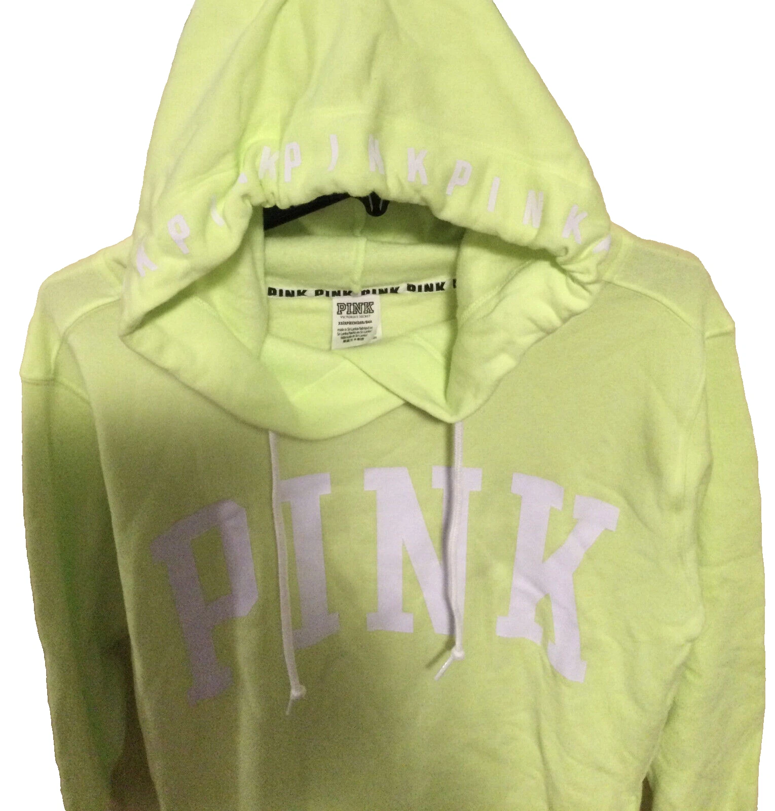 UNDERCOVER NUOVO Victoria's Secret ROSA Felpa con Cappuccio Logo Grafico Pullover XS Oversize