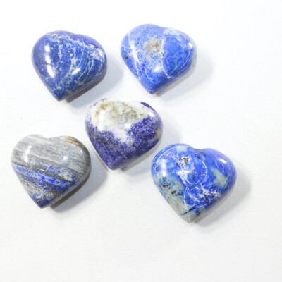 5 Lapis Hearts Combined Weight of  487 Grams #0641 Gemstone Hearts