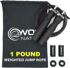 WOD Nation Weighted Jump Rope for Women & Men - 1 Pound (1LB) Adjustable Heavy S