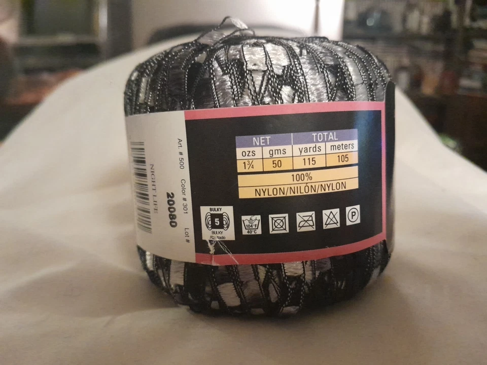 Black And White Ribbon Yarn By Lion Brand. Color Nightlife.  - Image 3 of 4