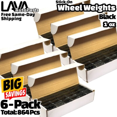 #ad 6 Box 1 oz Black Wheel Weights Stick on Adhesive Tape Total 864 Pcs Lead Free $127.70