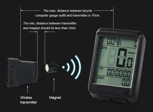 LCD Digital Bicycle Computer Bike Backlight Speedometer Odometer Waterproof - Picture 7 of 24