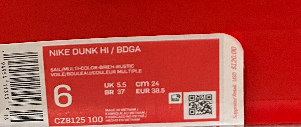 OFF WHITE X NIKE NIKE X BODEGA DARK HI BDGA FRIENDS & FAMILY SAIL OFF WHITE TAGLIA 6 CZ8125 100