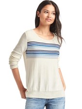 NWT Gap Women Chest Stripe Pullover Sweater, Cream SIZE M 465356 E819