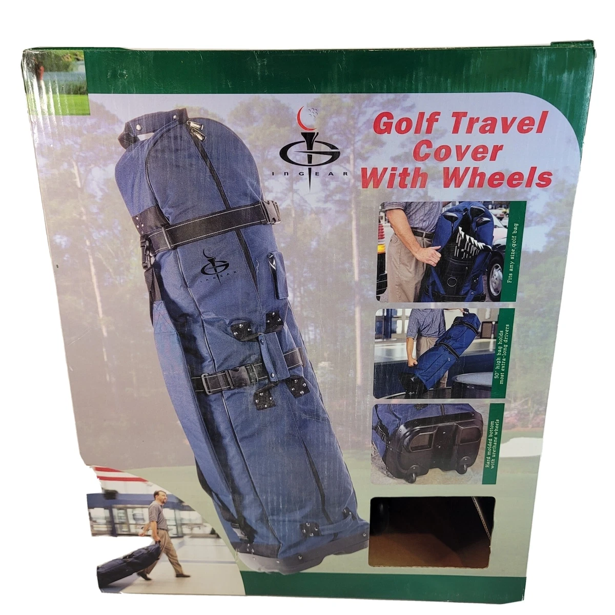 INGEAR Golf Bag Travel Cover with Wheels Navy Blue NEW