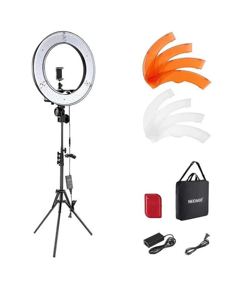 Dimmable LED Ring Light RL-18 18" Outer W/ Stand Bag Remote New in Box - Image 2 of 4