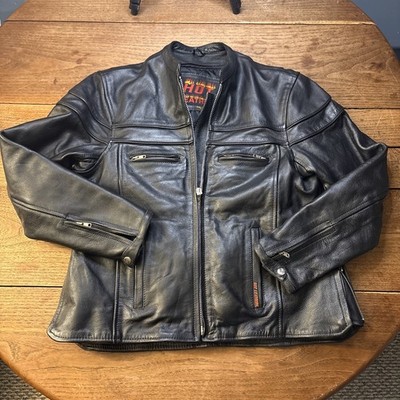 Hot Leathers Motorcycle Jacket Black Leather Biker Zip Up Vented Women s 2XL