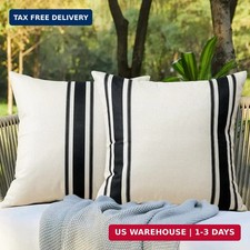 OTOSTAR Pack of 2 Outdoor Waterproof Decorative Pillow Covers 18x18 Inch Linen G